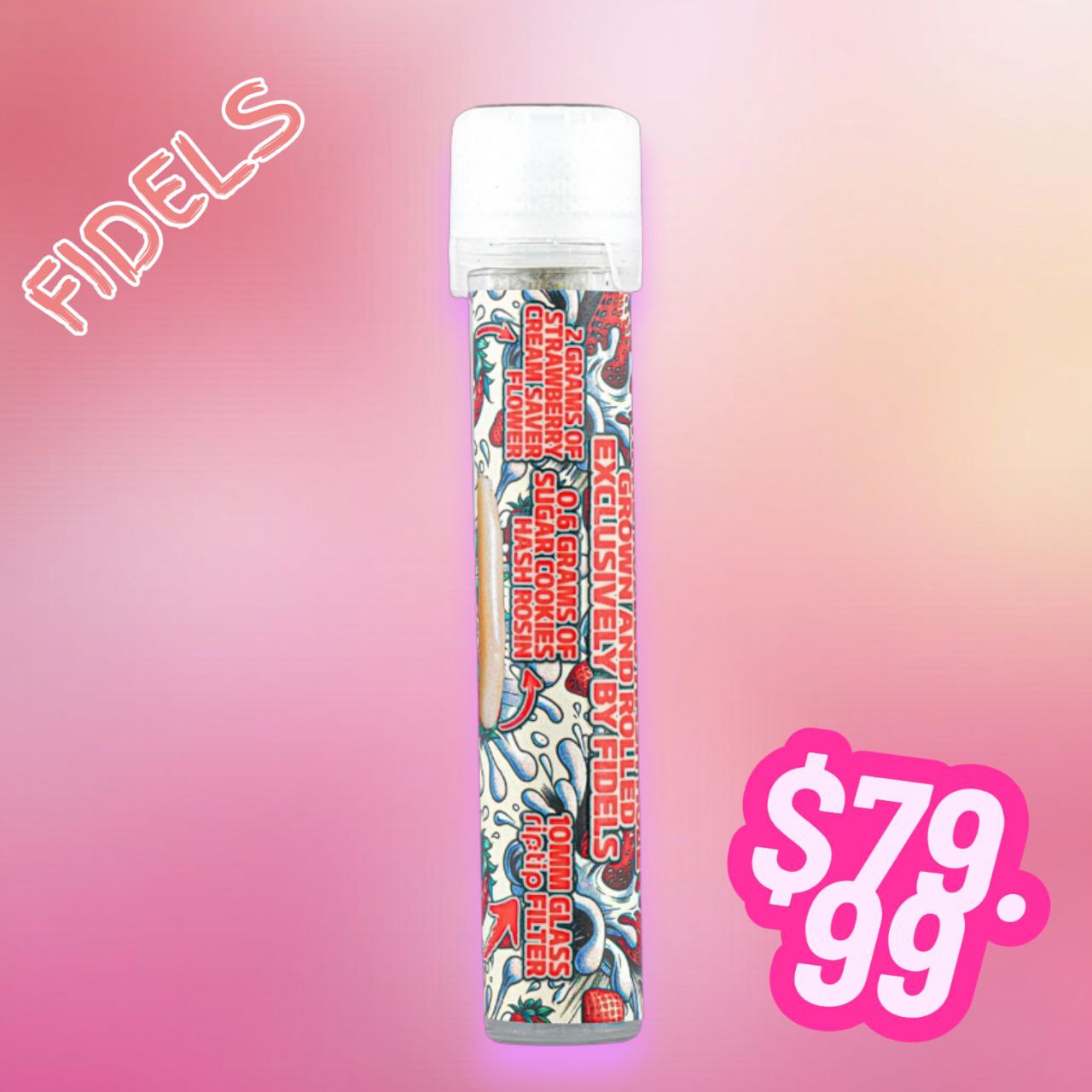 Close-up of a Fidels x SimplyMary Hash Hole featuring a 0.6g THCa rosin core surrounded by 2g of premium TKZ x Pomelo flower.