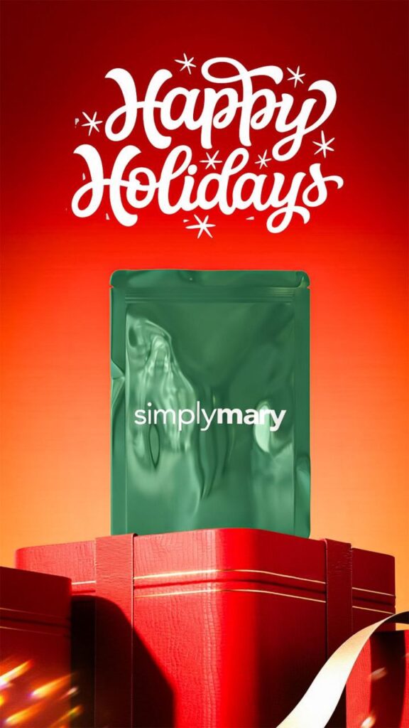 Merry Christmas from Simply Mary Team – festive holiday message with premium THCa Rosin & Resin